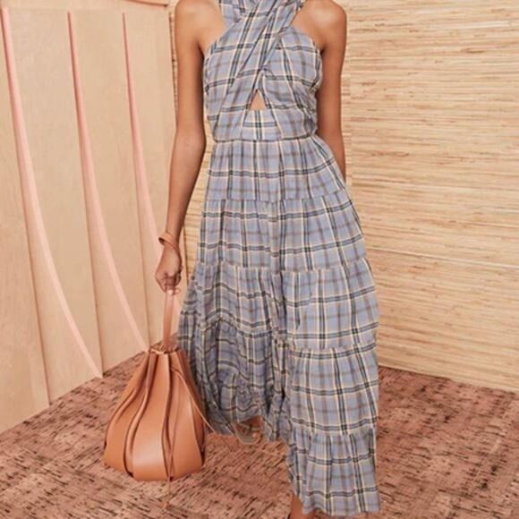 Ulla Johnson Dresses & Skirts - ULLA JOHNSON Blue Noelle Wrap Effect Cornflower Spring Midi Dress Size 8